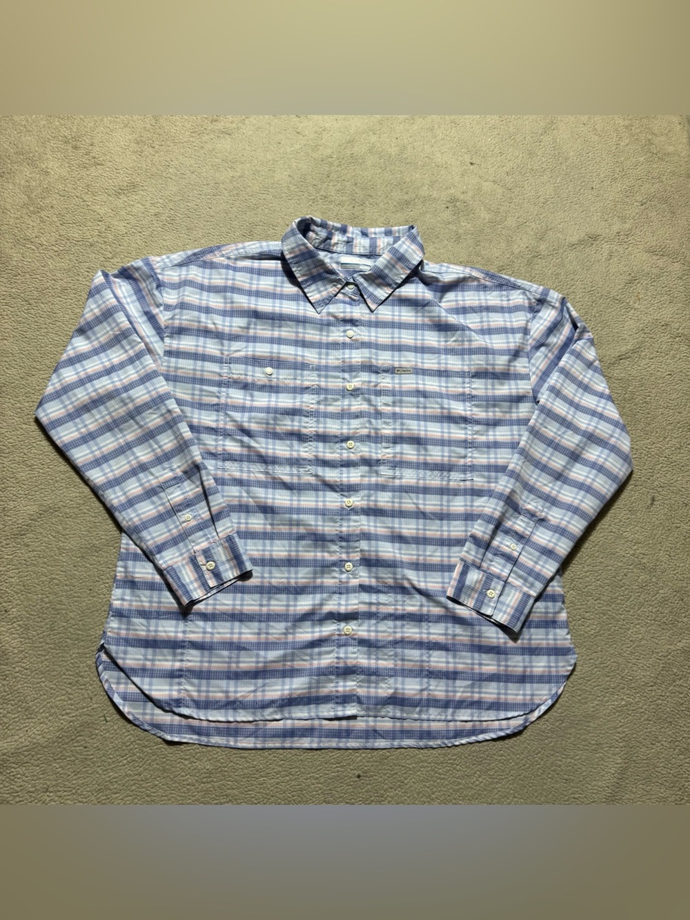Columbia Shirt Womens 2XL Plaid Button Up Vented Collared Outdoor UPF 40+ Top